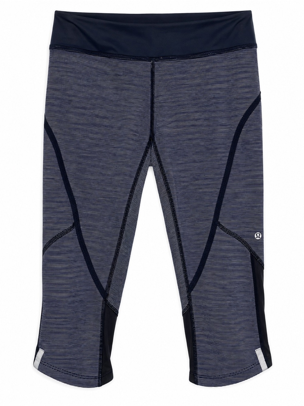 Lululemon Run Inspire Crop Leggings Purple Stripe Reflective Capri Pants